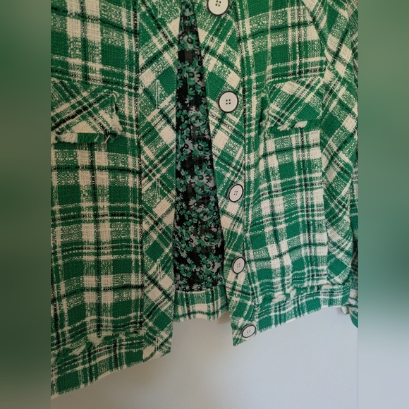 Cabi Jacket Sophia Green Plaid Tweed Button Up Library Blazer Medium Style 5653 - Picture 3 of 10